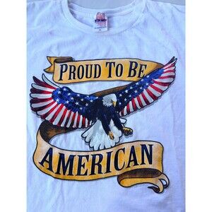 Vintage 90s Y2K JBT Proud American USA  Eagle Flag Shirt Made in USA Bayside XL